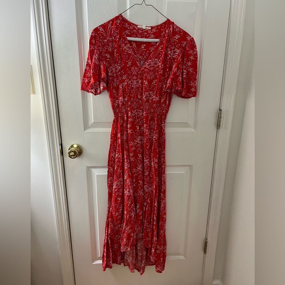 Red high-low dress